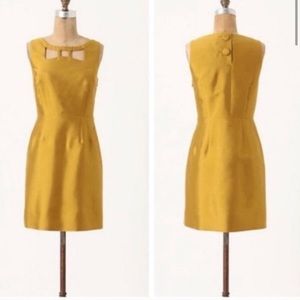 Anthropolgie/ Maeve Gold “Bow-tie” Cutout Dress